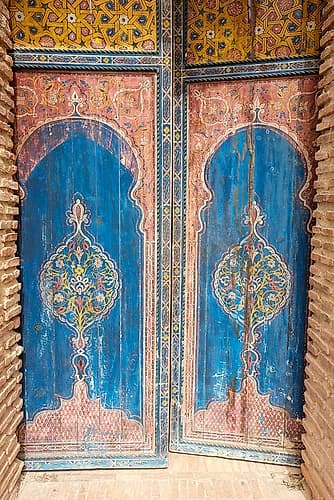 Marrakech-Morocco The Saadian tombs-royal necropolis from the 16th century Old painted door Art Print